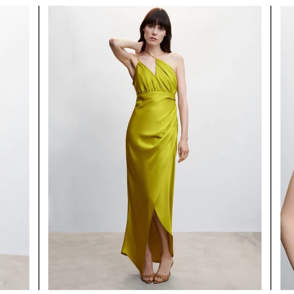 Mango asymmetric satin dress XS